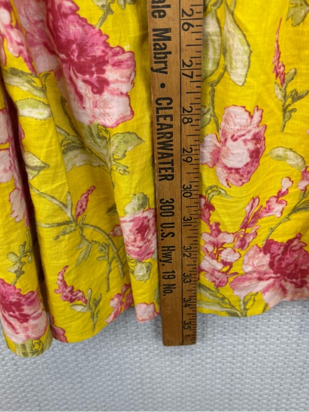 BIBA Yellow Floral Lightweight Boho Hippie Mini Dress Wide Sleeve Boho Sz 40 Med - Picture 9 of 9